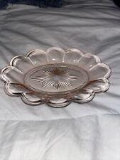 VINTAGE Pink depression Glass Canoe Etched SELENIUM UV 7 1/4” X 3 1/2” Dish picture