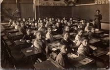 RPPC School Classroom Children and Teacher Vintage Postcard 4P24-26 picture