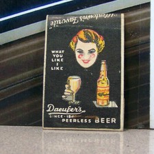 Vintage Matchbook Cover V5 Allentown Pennsylvania Daeufer's Peerless Beer Girl picture