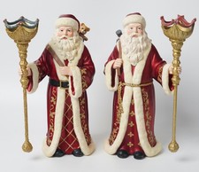Vintage Kirkland Signature Pair Santa Claus Candleholder Figures Christmas 12