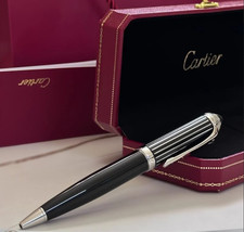 Cartier Black Metal Ballpoint Pen Luxury Writing Instrument Full Box Gift Set picture