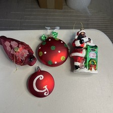 4 Vintage Glass Christmas Ornaments picture