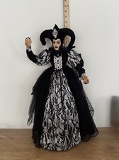 Cynthia Rowley 23” Halloween Witch Doll Goth Black Lace Victorian Figurine HTF picture