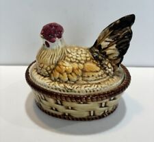 Vintage Tilso Japan Hen On Nest Candy Dish Chicken Bird Farmhouse Hand Painted picture