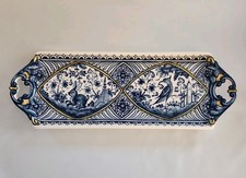 Vtg Coimbra Portugal Hand Painted Tray 17x6,5 