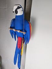 Vintage Parrot Blue Hanging Decor Large Fabric Plush Perching Stuffed Animal 26
