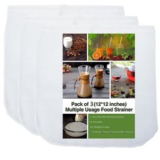 3 Pack - Ultra Fine Nut Milk Bag, 12X12 Inches, 80 12 Inch x 12 Inch, White picture