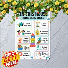 Family Rules Playroom House Guidelines Metal Tin Sign Kids Bedroom Decor picture