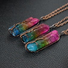 Hot Selling Stone Crystal Pillar Tree Of Life Pendant Ins Fashion Necklace picture