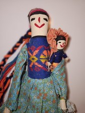 Vintage Purépecha Michoacán Rag Doll Vtg Mexican Folk Art. Mother/Baby Handmade. picture
