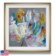 Tye Dye Flower Framed Wall Art Gold Frame Floral Oil Painting Giclee Prints picture