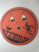 Halloween Anthropomorphic Moon VINTAGE STYLE Black Cat Witch Sign Wall Decor 8