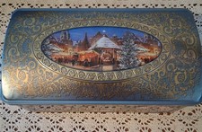 Lebkuchen-Schmidt German Tin Cookie Biscuit Box VTG Winter Christmas Scene EUC picture