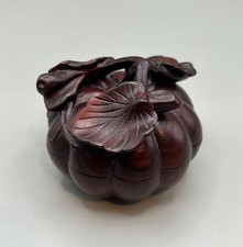 Vintage Chinese Hand-Carved Rosewood Squash Pumpkin Box Possibly Huanghuali RARE picture