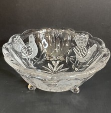 Crystal 3Toes Etched Round Candy Dish Bird Collection Action Industries Germany picture