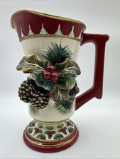 Dillard’s Signature Home Collection Christmas Pitcher Pinecone Holly w/ Box picture