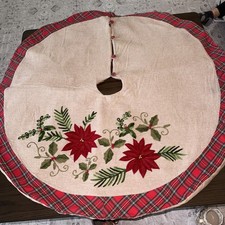 Pier One Imports Christmas Tree Poinsettia &  Bells Padded Embroidered *RARE HTF picture