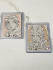 2016 Topps Star Wars Evolution Two Sketch Cards Ezra G. Inquisitor Rebels Ahsoka picture