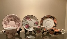 3 Vintage Fine Bone Tea Cups & Saucers from England picture