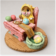 Wee Forest Folk M-175 Mousie’s Egg Factory Easter Mouse Yellow Bunny Please Read picture
