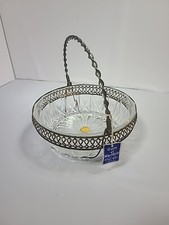 Vintage Eales Of Sheffield Silver Plate & Reims France Genuine Crystal Bowl Set picture