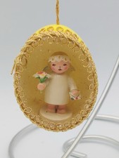 Vintage Real Egg Diorama Goodwill Angel With Bouquet And Letter Handmade picture