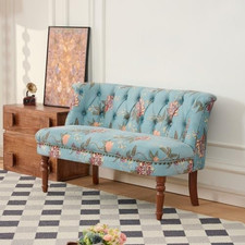 Vintage Floral Loveseat, Floral Print, Tufted Settee, Accent Couch picture