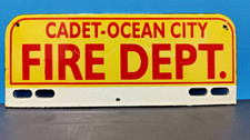 VINTAGE CADET-OCEAN CITY FIRE DEPT PORCELAIN LICENSE PLATE TOPPER SIGN 10