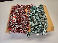 vintage Christmas Tree Tinsel Garland Twisted Foil Aluminum Silver/ Red Green picture