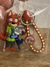 Disney Zootopia Nick Wilde Fox & Judy Hoops Silicone Figure Keychain New Sealed picture