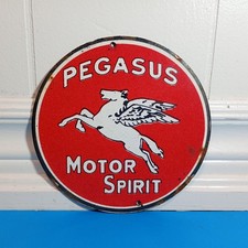 Vintage Mobil Pegasus Motor Spirit Porcelain Enamel Sign 6