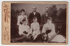 Antique Cabinet Card Mcclelland Family Group Portrait Dogs Parasol LA Crosse WI picture