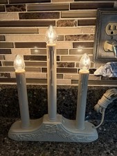 Vintage 3 light electric Christmas Candolier mid century plastic window candle picture