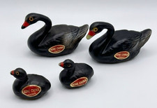 Vintage Set 4 Bone China Miniature Black Swan Figurines Made In Japan picture