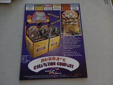 nos original vinatage BUBBA'S EXCATION COMPANY benchmark  arcade game flyer picture