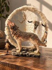 Pacific Giftware Wolf Figurine with Dream Catcher picture