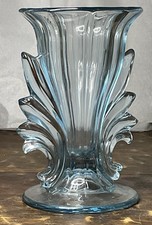 1936-1940 Fostoria Baroque Light Azure Blue Handled Flared Vase #2484 Made in US picture