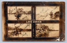 K7/ Lake Zurich Illinois RPPC Postcard c1910 4View Boats Greetings 7 picture