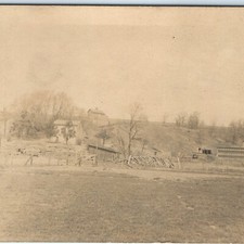 c1910s Birds Eye Farm Barn House RPPC Real Photo Postcard Home Acreage Spring picture