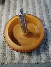 Vtg Handcrafted Ellwood Rustic Wood Nut Bowl Nutcracker Picks 4 Pc Set Ex. Cond picture