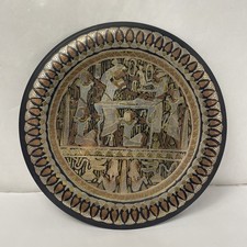 Unique Vintage Egyptian Etched Copper, Plate/ Wall Hanging Plaque picture
