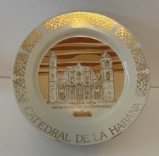 Vintage Cuba Souvenir Plate Catedral de La Habana Havana Cathedral Gold picture