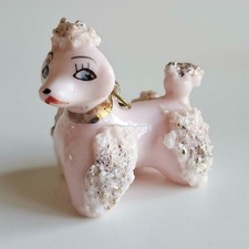 Vintage Mid-Century Pink Spaghetti Poodle Figurine - Miniature picture