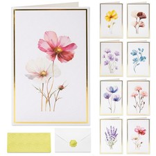 40 Blank Cards with Envelopes, Gold Foil Blank Note with Stickers Floral Cards picture