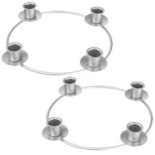 Chengu 2 Pcs Christmas Advent Candle Holder Xmas Metal Wreath Sliver picture