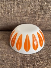 CATHRINEHOLM 4” WHITE WITH TRUE ORANGE LOTUS BOWL GLOSSY NEAR MINT EXQUISITE picture