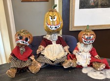The Three Sisters OOAK Halloween  Pumpkin Head Doll Creepy Folk Art by CSwan  picture