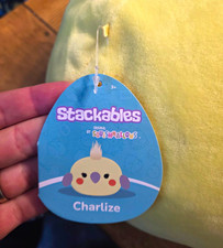 Squishmallows Charlize Stackables Yellow Gray Bird Plush Stuffed Animal Toy picture