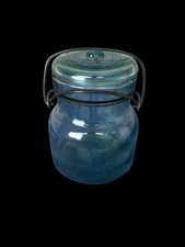 Vintage Atlas E-Z Seal Aqua Glass Canning Jar Pint Squat Wire Bail Lid picture