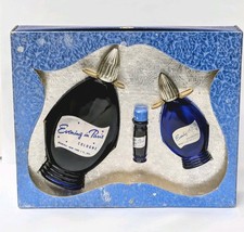 Vintage Bourjois Evening In Paris Set~Cologne Cobalt Blue Glass Perfume Bottles picture